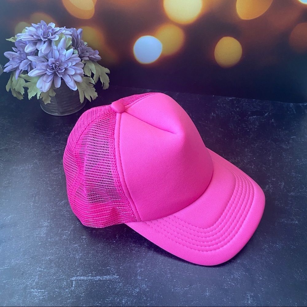 Plain Pink Adjustable Trucker Hat OS
